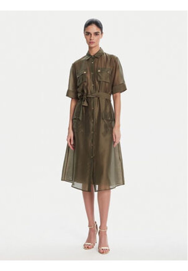 Fracomina Sukienka koszulowa FS25SD2007W78501 Zielony Regular Fit. Kolor: zielony. Materiał: syntetyk. Typ sukienki: koszulowe