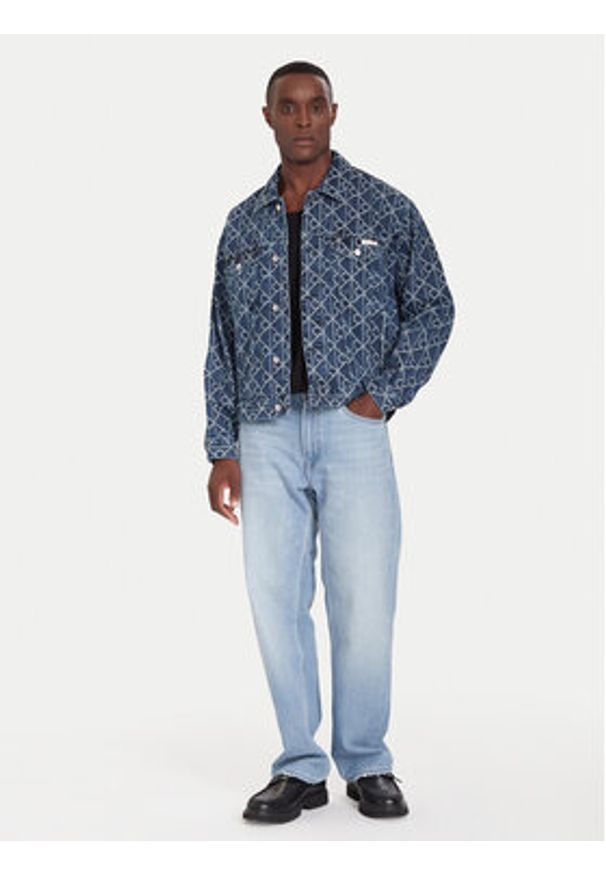 Calvin Klein Jeans Kurtka jeansowa LV04RD767G Niebieski Regular Fit. Kolor: niebieski. Materiał: bawełna