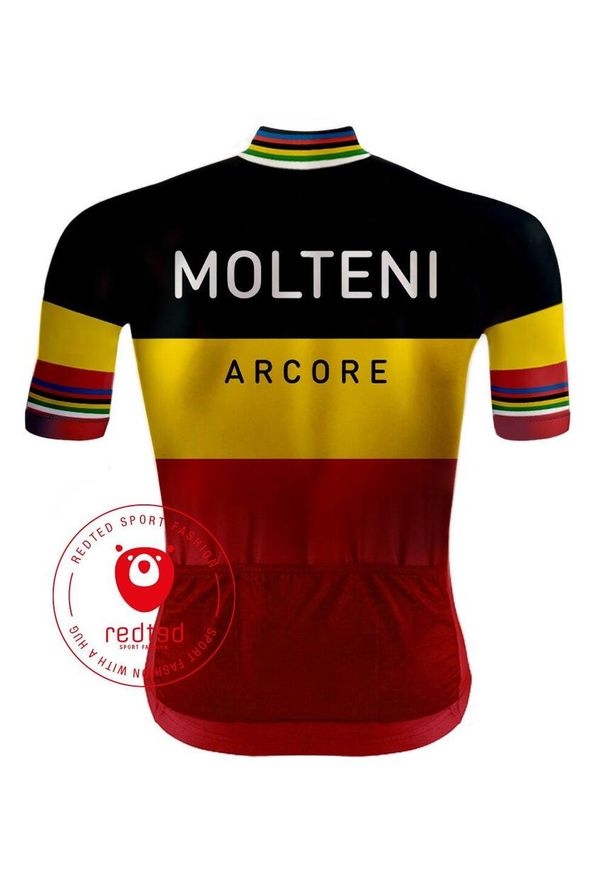 REDTED - Odzież kolarska vintage - Champion Belgii Molteni - RedTed. Kolor: wielokolorowy, szary. Materiał: poliester. Sport: kolarstwo