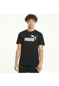 Puma - Męska koszulka z logo Essentials PUMA Black. Kolor: wielokolorowy, czarny, szary. Materiał: materiał