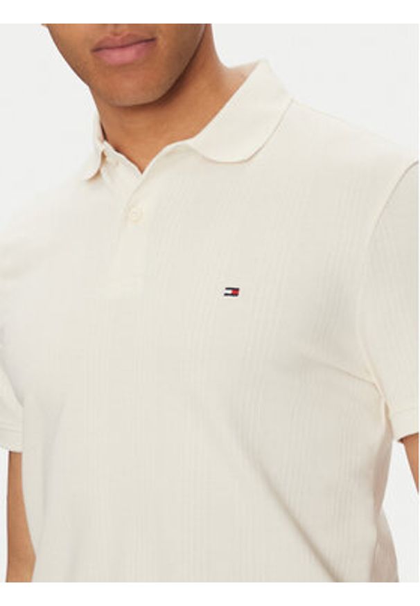 TOMMY HILFIGER - Tommy Hilfiger Polo Vertical MW0MW38951 Żółty Regular Fit. Typ kołnierza: polo. Kolor: żółty. Materiał: bawełna
