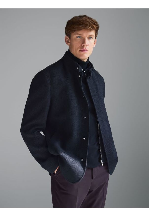 Reserved - Marynarka regular fit - czarny. Kolor: czarny. Materiał: tkanina, bawełna