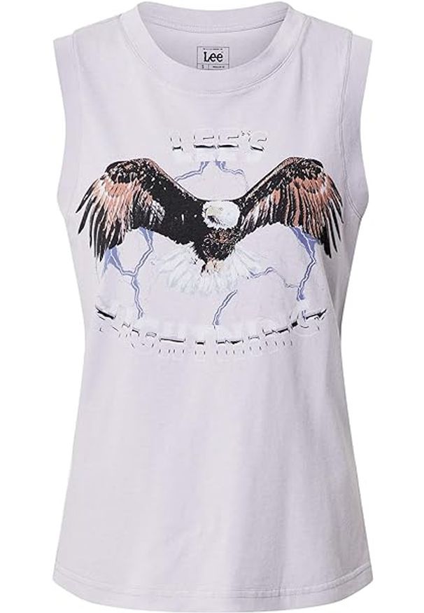 Lee - LEE MUSCLE TANK DAMSKI TOP NADRUK LAVENDER DUSK L43BETOA 112109539. Wzór: nadruk
