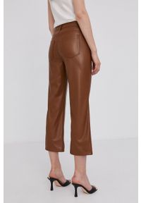 Marella Spodnie damskie kolor brązowy szerokie medium waist. Kolor: brązowy