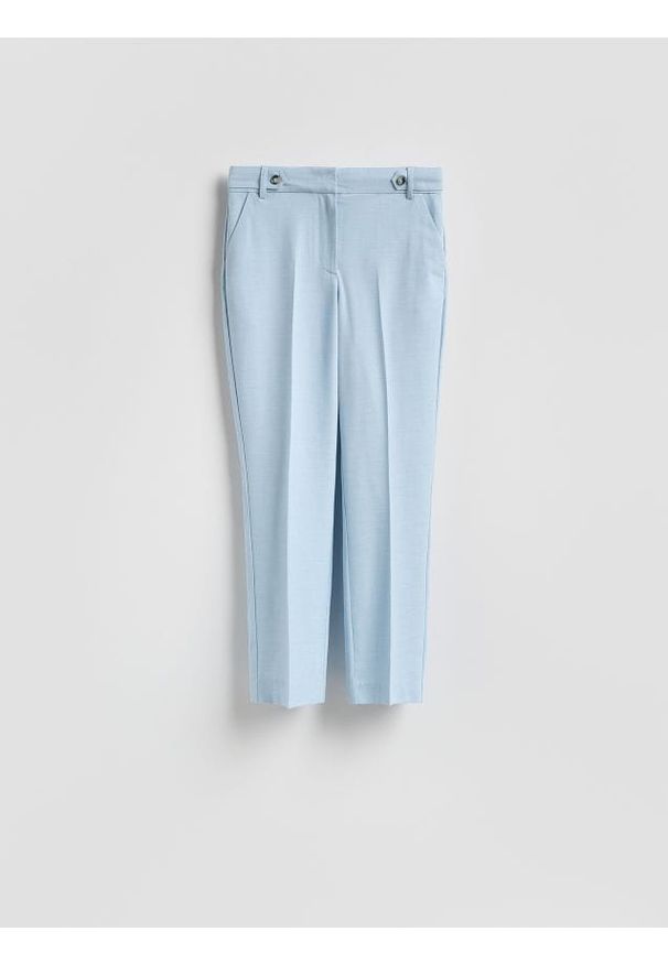 Reserved - Spodnie w kant - jasnoniebieski. Kolor: niebieski. Materiał: tkanina, wiskoza