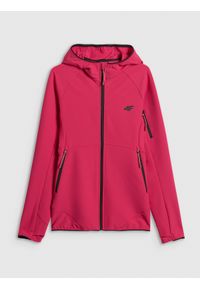 4f - 4F Kurtka softshell wiatroodporna damska - różowa S. Kolor: różowy. Materiał: softshell. Długość: długie. Sezon: lato. Sport: turystyka piesza #1