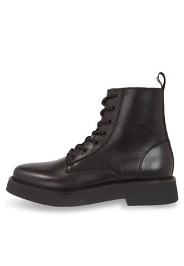 Tommy Jeans Botki Tjw Lace Up Flat Boot EN0EN02310 Czarny. Kolor: czarny. Materiał: skóra