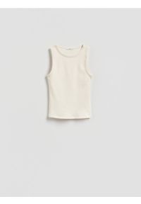 Reserved - Bawełniany top - jasnożółty. Kolor: żółty. Materiał: bawełna #1