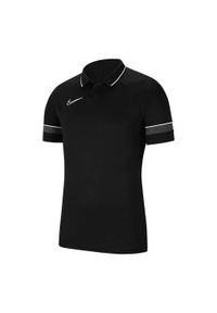 Koszulka treningowa chłopięca Nike Academy 21. Typ kołnierza: polo. Kolor: czarny