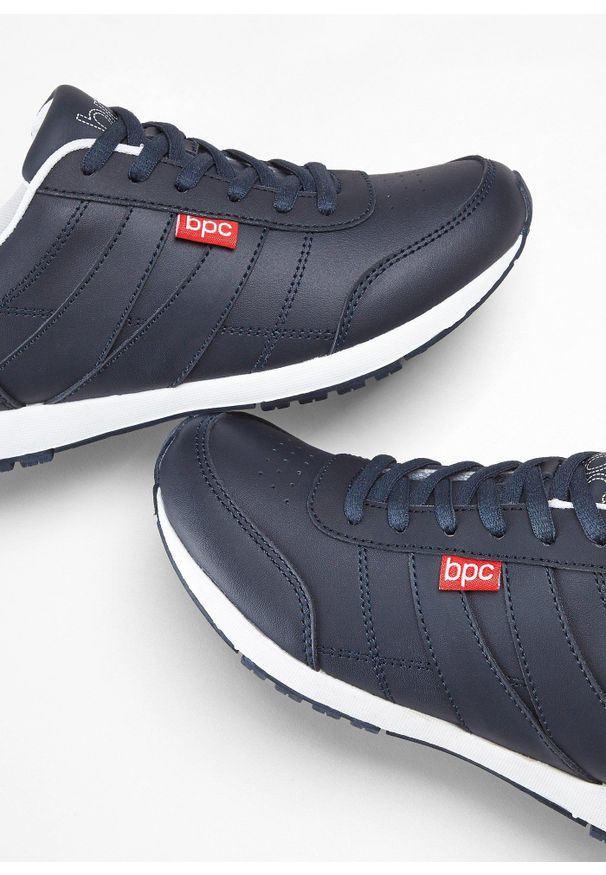 bonprix - Sneakersy skórzane. Okazja: na co dzień. Kolor: niebieski. Materiał: skóra