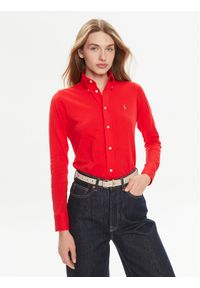 Polo Ralph Lauren Koszula Ls Knt Ox St 211924258003 Czerwony Slim Fit. Typ kołnierza: polo. Kolor: czerwony. Materiał: bawełna