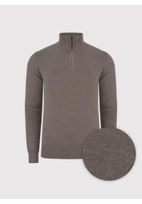 Pako Lorente - PAKO LORENTE – Brązowy sweter z rozpinaną stójką. Okazja: na co dzień. Typ kołnierza: kołnierzyk stójkowy. Kolor: brązowy, czarny. Materiał: poliester, wiskoza. Sezon: jesień. Styl: casual #2