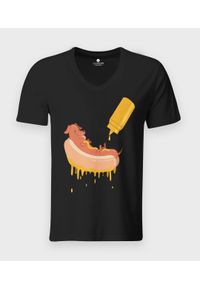 MegaKoszulki - Koszulka męska v-neck Hot dog. Materiał: skóra, bawełna, materiał. Styl: klasyczny #1