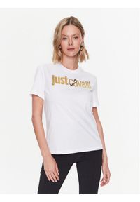 Just Cavalli T-Shirt 74PBHF00 Biały Regular Fit. Kolor: biały. Materiał: bawełna