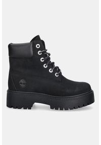 Trapery damskie Timberland STONE STREET 6 INCH BOOTS. Okazja: na spacer. Kolor: czarny. Materiał: guma, materiał. Szerokość cholewki: normalna. Sezon: zima. Styl: street