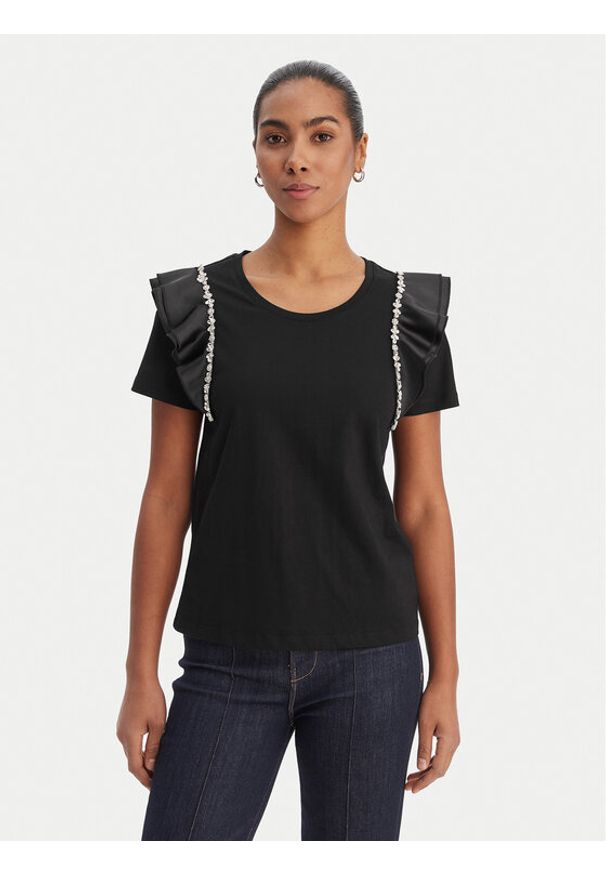 Fracomina Bluzka FR26ST3039J40001 Czarny Regular Fit. Kolor: czarny. Materiał: bawełna