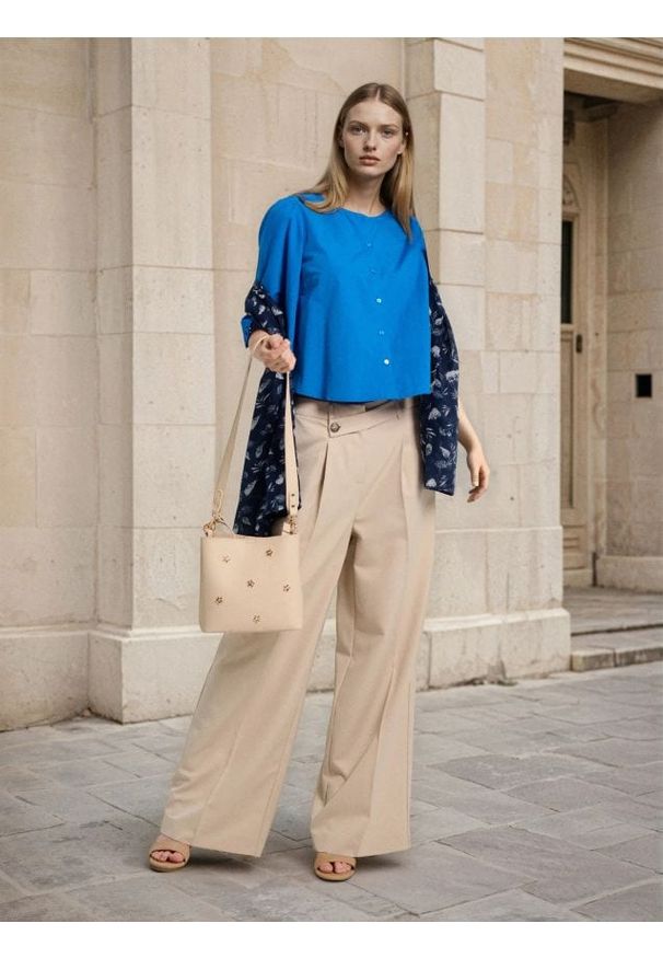 Sinsay - Spodnie culotte - kremowy. Kolor: kremowy