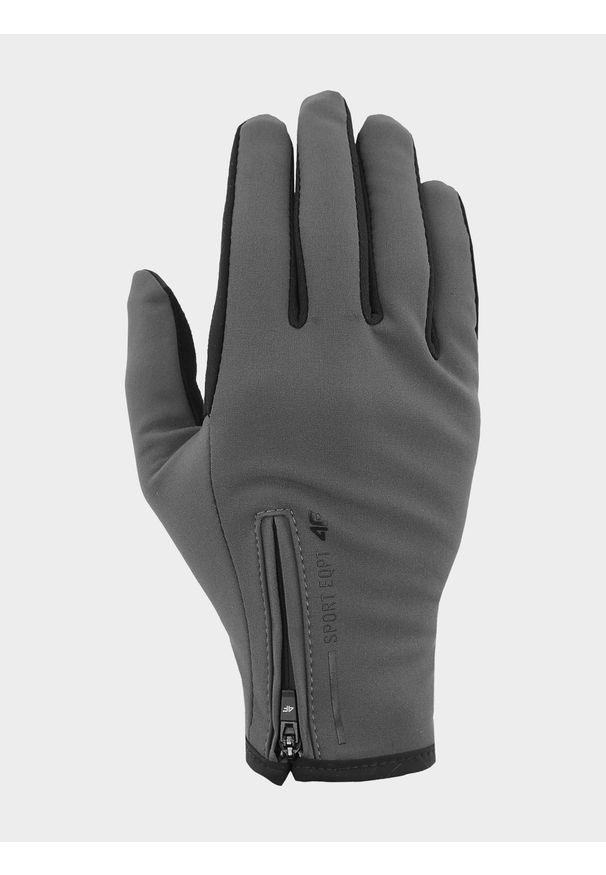 4f - Rękawiczki TouchScreen unisex. Kolor: szary. Materiał: materiał, softshell
