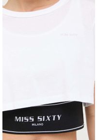 Miss Sixty t-shirt damski kolor beżowy. Kolor: beżowy. Wzór: aplikacja. Styl: klasyczny #6