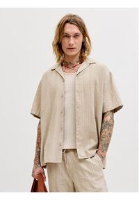 Jack & Jones Komplet koszula i szorty materiałowe Tyson 12297649 Beżowy Relaxed Fit. Kolor: beżowy. Materiał: bawełna #4