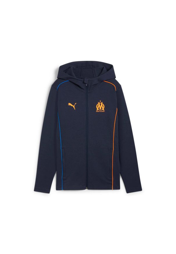 Puma - Dziecięca bluza dresowa OM 2024/25. Kolor: niebieski, pomarańczowy, wielokolorowy. Materiał: dresówka. Sport: piłka nożna