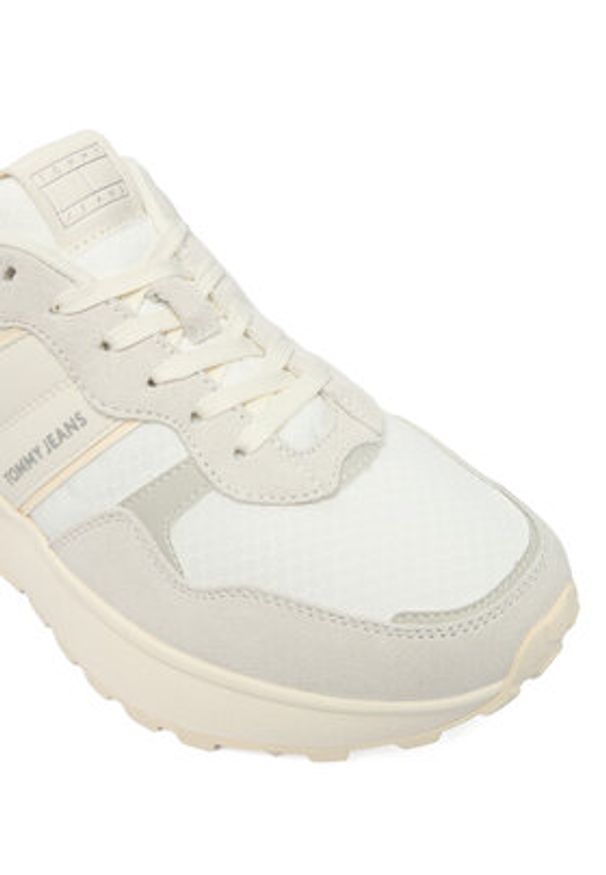 Tommy Jeans Sneakersy Tjw Cleated Runner Suede Mix EN0EN02921 Écru. Materiał: skóra, zamsz