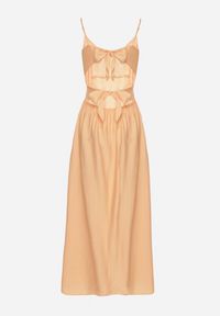 Born2be - Pomarańczowa Rozkloszowana Sukienka z Wiskozą Meravela. Okazja: na co dzień. Kolor: pomarańczowy. Materiał: wiskoza. Długość rękawa: na ramiączkach. Styl: casual, elegancki #5