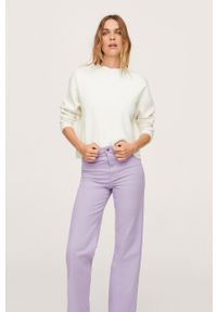 mango - Mango Spodnie damskie kolor fioletowy proste high waist. Okazja: na co dzień. Stan: podwyższony. Kolor: fioletowy. Materiał: włókno. Styl: casual #3