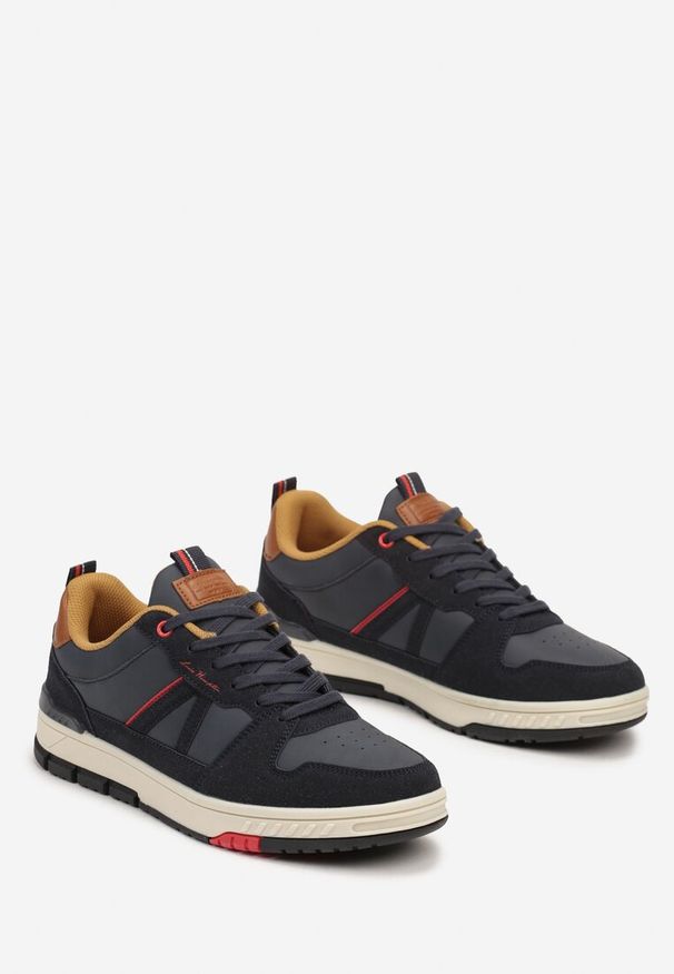Born2be - Granatowe Sznurowane Buty Sportowe na Grubej Podeszwie z Przeszyciami Tiriara. Okazja: na co dzień. Kolor: niebieski. Materiał: jeans. Sezon: jesień, wiosna