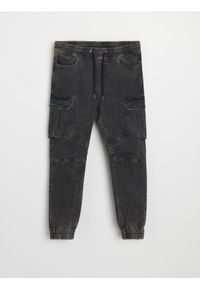 Sinsay - Jeansy regular jogger cargo - szary. Kolor: szary