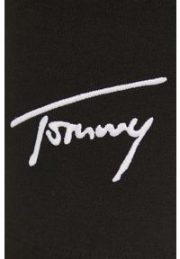Tommy Jeans szorty DW0DW12631.PPYY damskie kolor czarny z aplikacją high waist. Stan: podwyższony. Kolor: czarny. Materiał: poliester. Wzór: aplikacja #5