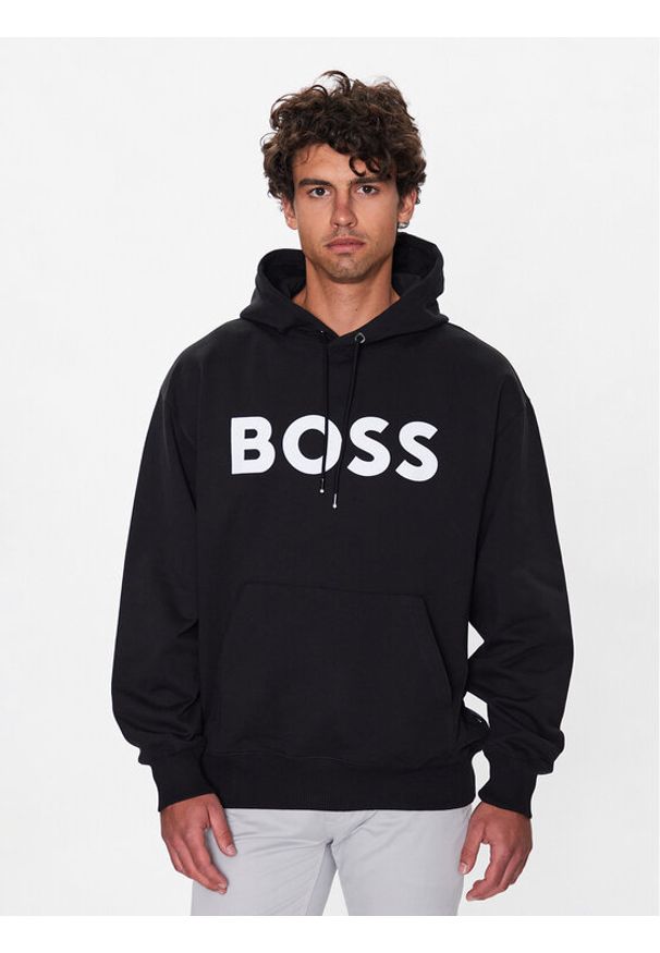 BOSS - Boss Bluza 50485316 Czarny Oversize. Kolor: czarny. Materiał: bawełna