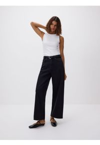 Reserved - Jeansy wide leg comfort - czarny. Kolor: czarny