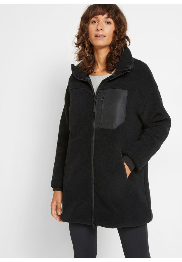 bonprix - Bluza rozpinana z polaru baranka. Kolor: czarny. Materiał: polar