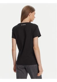 Karl Lagerfeld - KARL LAGERFELD T-Shirt A3W17104 Czarny Regular Fit. Typ kołnierza: dekolt w karo. Kolor: czarny. Materiał: bawełna #4