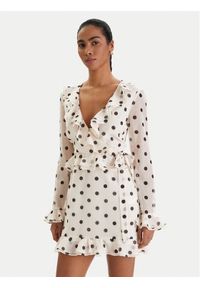 BARDOT - Bardot Sukienka koktajlowa Frill Detail 60115DB2 Écru Regular Fit. Materiał: syntetyk. Styl: wizytowy #1