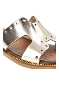 Złote Klapki Armodo Wygodne Obuwie Damskie. Okazja: na co dzień. Kolor: złoty. Materiał: materiał. Sezon: lato. Obcas: na obcasie. Styl: casual, elegancki #4