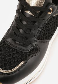 Born2be - Czarne Sneakersy na Grubej Podeszwie z Siateczkowymi i Metalicznymi Wstawkamu Sewtira. Kolor: czarny. Materiał: jeans #8