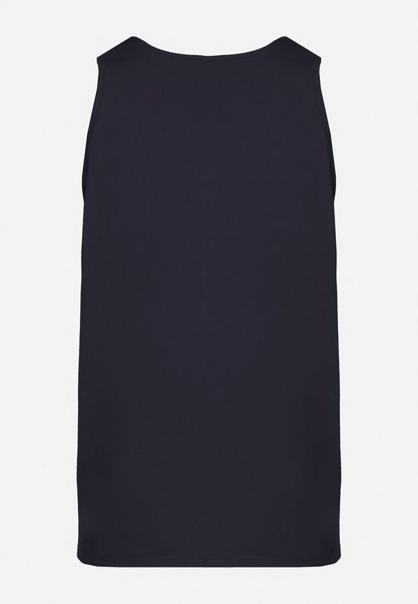 Born2be - Granatowa Bawełniana Koszulka Typu Tank Top Zianessa. Kolor: niebieski. Materiał: bawełna. Wzór: aplikacja