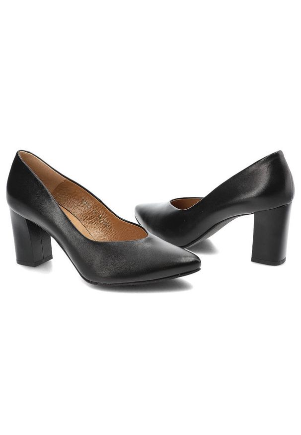 Czarne Czółenka Clasicco Eleganckie Skórzane Buty. Zapięcie: bez zapięcia. Kolor: czarny. Materiał: skóra. Szerokość cholewki: normalna. Obcas: na obcasie. Styl: elegancki. Wysokość obcasa: średni