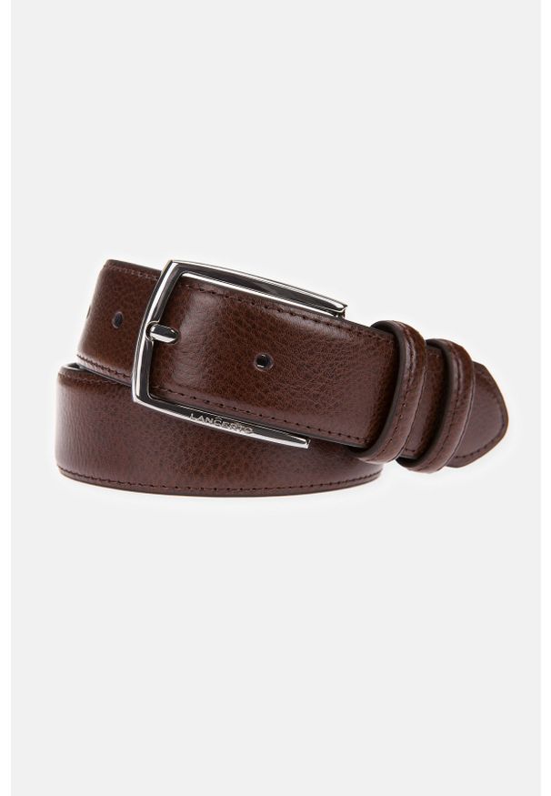 Lancerto - Pasek Skórzany Ciemnobrązowy Gilbert. Kolor: brązowy. Materiał: skóra. Styl: casual, elegancki, klasyczny