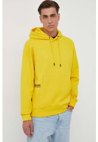 BOSS Orange - Boss Orange bluza męska kolor żółty z kapturem z nadrukiem. Typ kołnierza: kaptur. Kolor: żółty. Materiał: bawełna. Długość rękawa: długi rękaw. Długość: długie. Wzór: nadruk #4