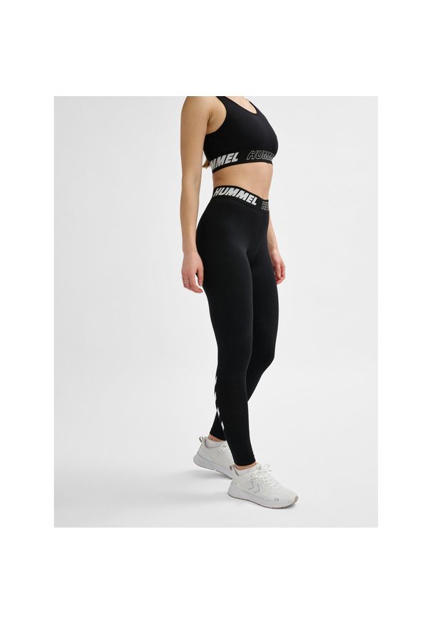 Damskie bawełniane legginsy o średnim kroju Hummel TE Maja. Kolor: czarny. Materiał: bawełna. Sport: fitness