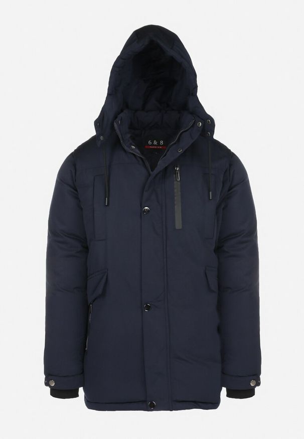 Born2be - Granatowa Kurtka Parka z Kapturem Lazora. Typ kołnierza: kaptur. Kolor: niebieski. Sezon: zima