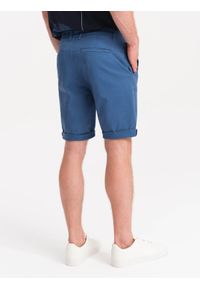Ombre Clothing - Spodenki męskie chino - niebieskie V13 - Rozmiar: M. Kolor: niebieski. Materiał: elastan, bawełna. Długość: krótkie. Sezon: lato #4