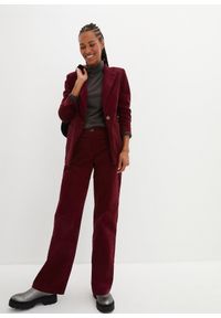 bonprix - Spodnie sztruksowe z bawełny organicznej z domieszką stretchu. Kolor: czerwony. Materiał: bawełna, sztruks #2