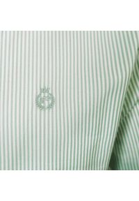 Weekendowa Koszula Męska, Taliowany Krój - Pako Jeans - Jasna Zieleń w Prążek. Okazja: na co dzień. Materiał: wiskoza, bawełna. Wzór: paski. Styl: casual #6