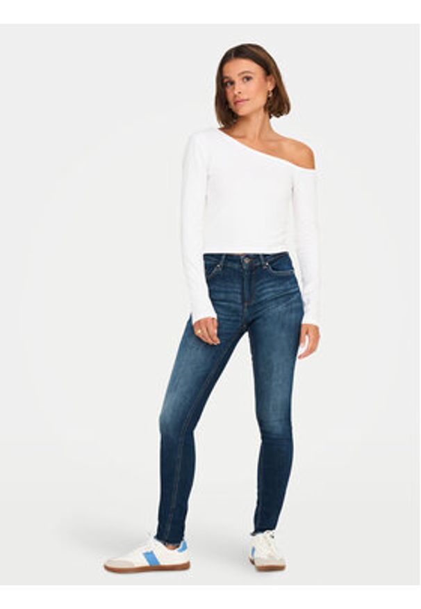 only - ONLY Bluzka Live Love 15344398 Biały Slim Fit. Kolor: biały. Materiał: bawełna