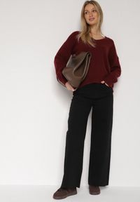 Born2be - Czarne Jeansy o Szerokim Kroju z Wysokim Stanem Shenarah. Okazja: na co dzień. Stan: podwyższony. Kolor: czarny. Styl: klasyczny, casual, elegancki #7