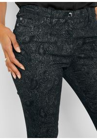 bonprix - Spodnie z diagonalu z efektownym nadrukiem. Kolor: czarny. Wzór: nadruk. Styl: elegancki, klasyczny #2